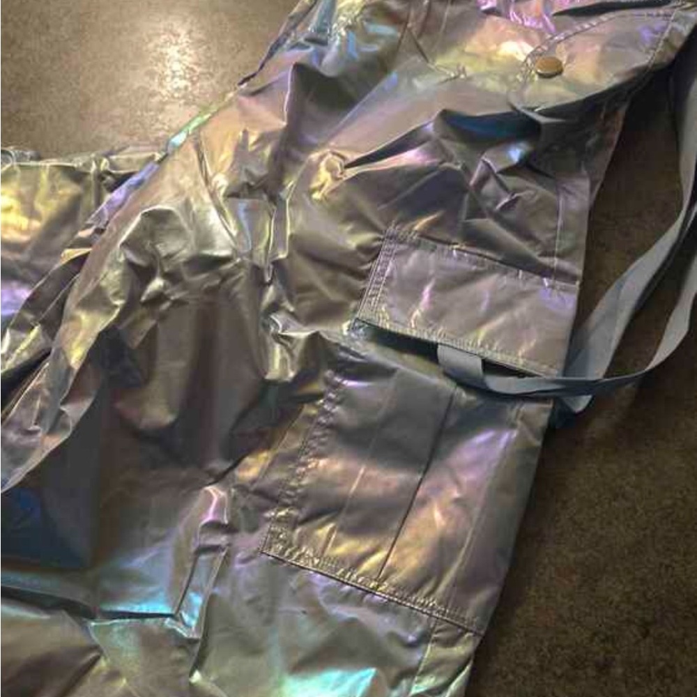 Women’s Y2K Holographic Parachute Pocket Cargo UFO Baggy Dance Pants - Picture 11 of 14